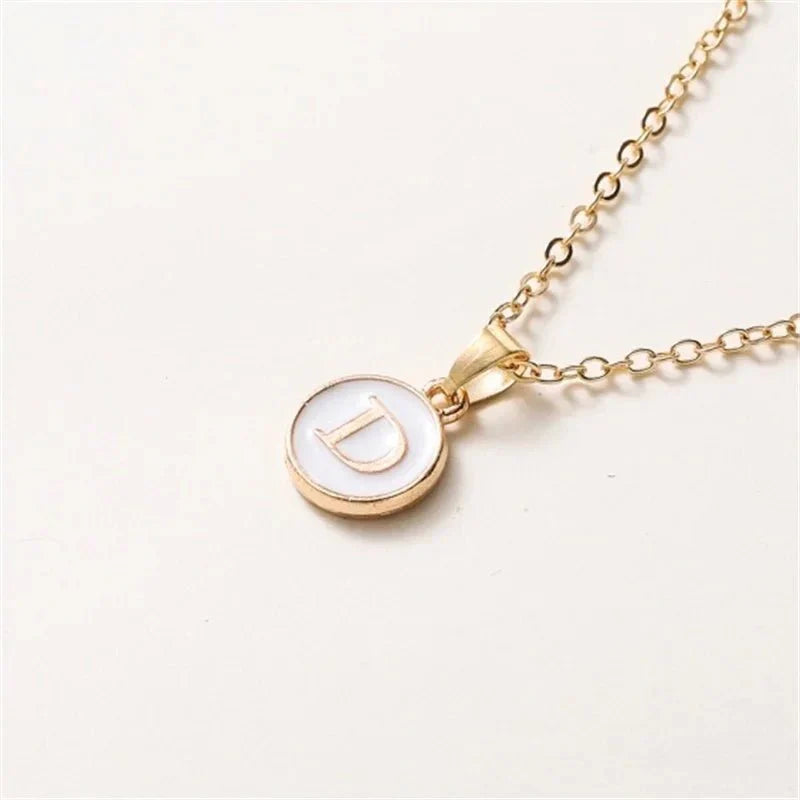 Maliben | Gold Accented Circle Letter Initial Necklace