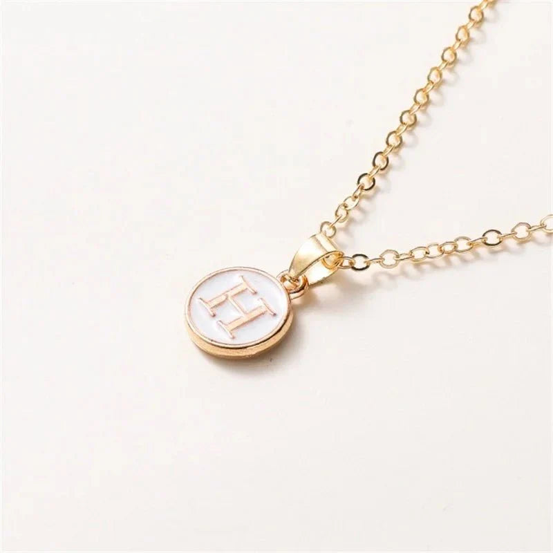 Maliben | Gold Accented Circle Letter Initial Necklace