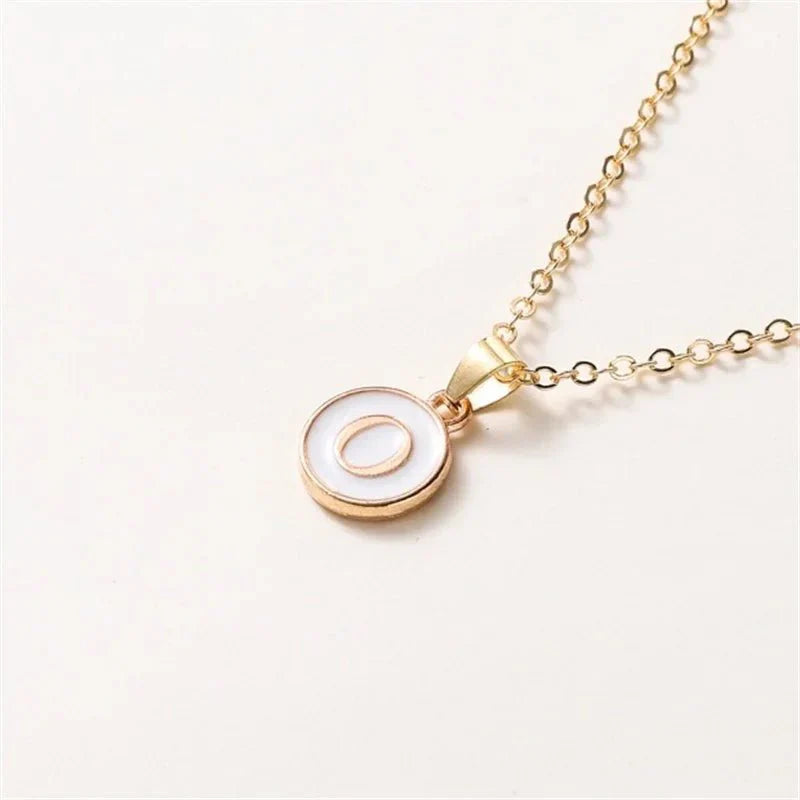 Maliben | Gold Accented Circle Letter Initial Necklace