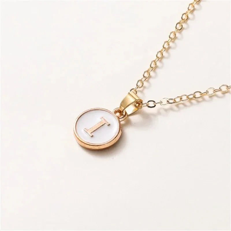 Maliben | Gold Accented Circle Letter Initial Necklace