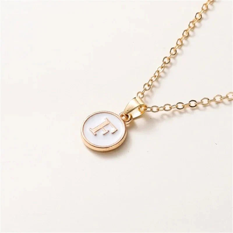 Maliben | Gold Accented Circle Letter Initial Necklace