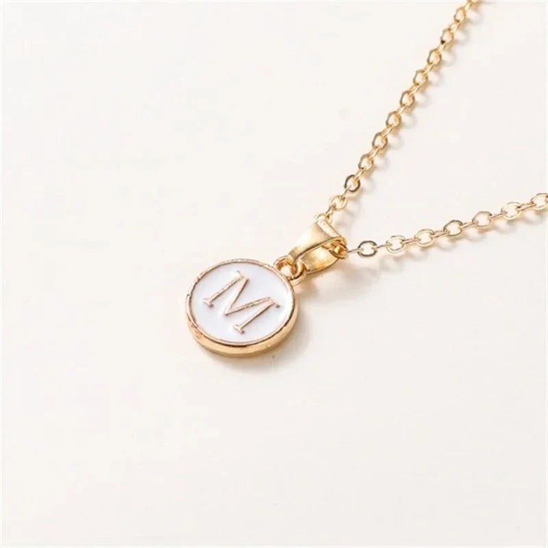 Maliben | Gold Accented Circle Letter Initial Necklace