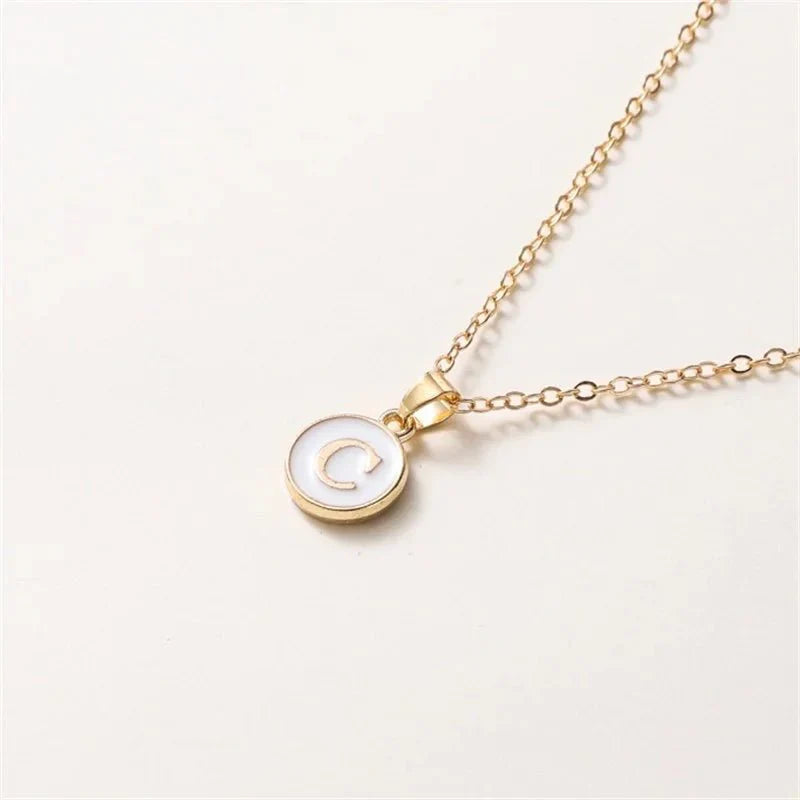 Maliben | Gold Accented Circle Letter Initial Necklace