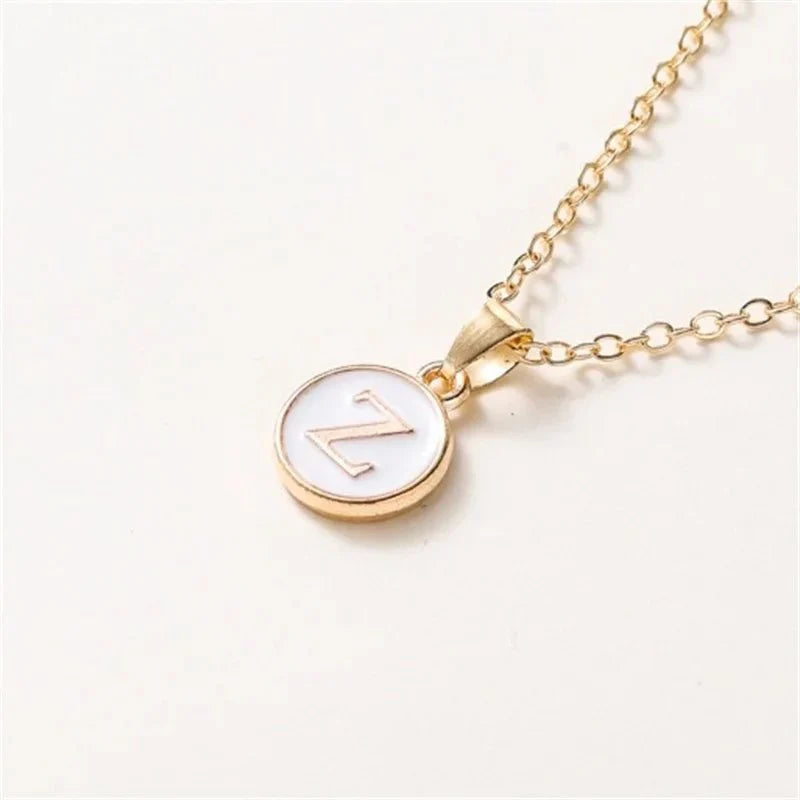 Maliben | Gold Accented Circle Letter Initial Necklace