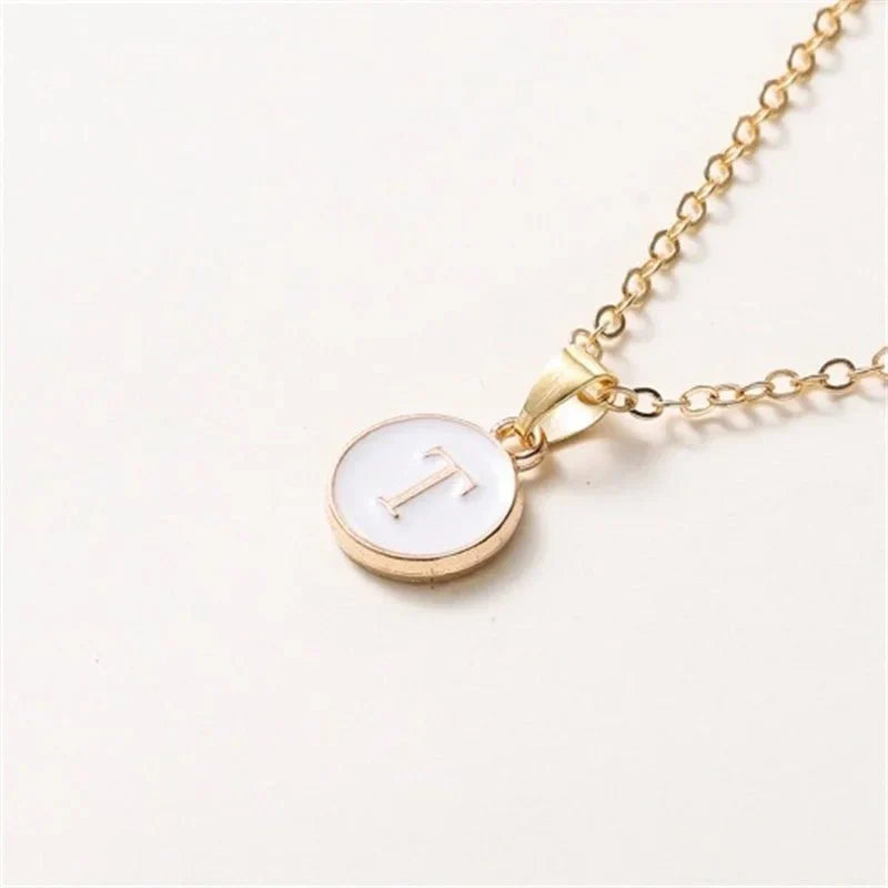 Maliben | Gold Accented Circle Letter Initial Necklace