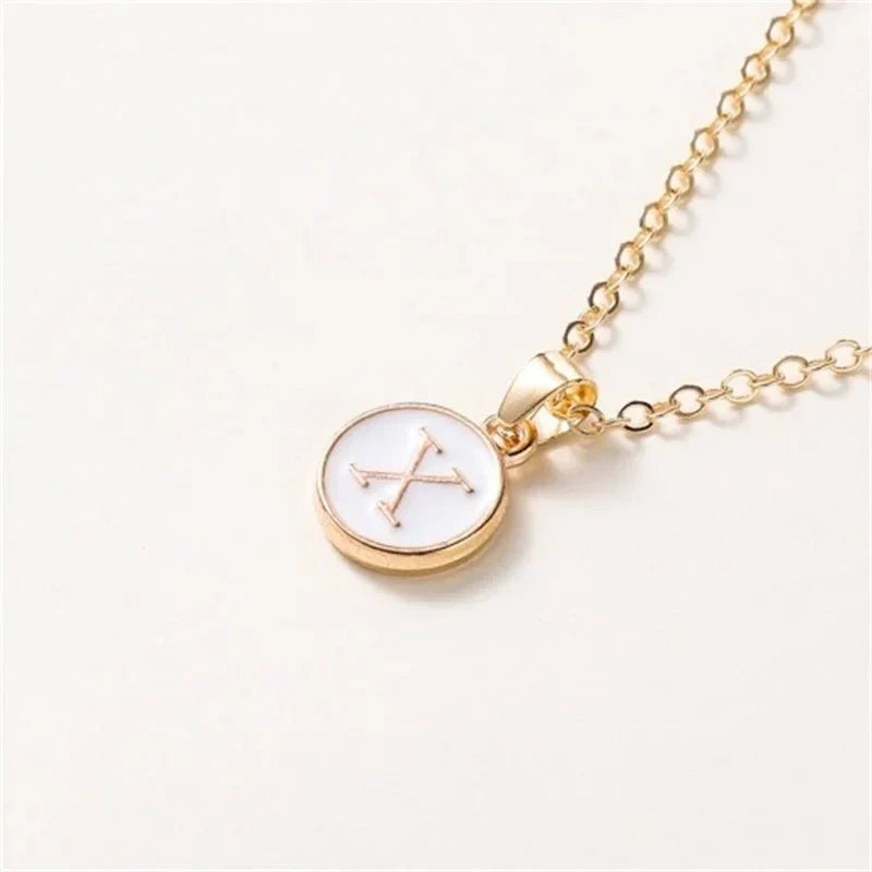 Maliben | Gold Accented Circle Letter Initial Necklace