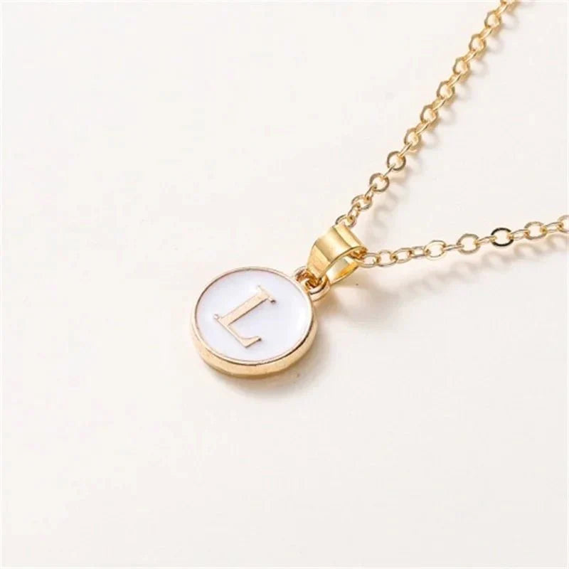 Maliben | Gold Accented Circle Letter Initial Necklace