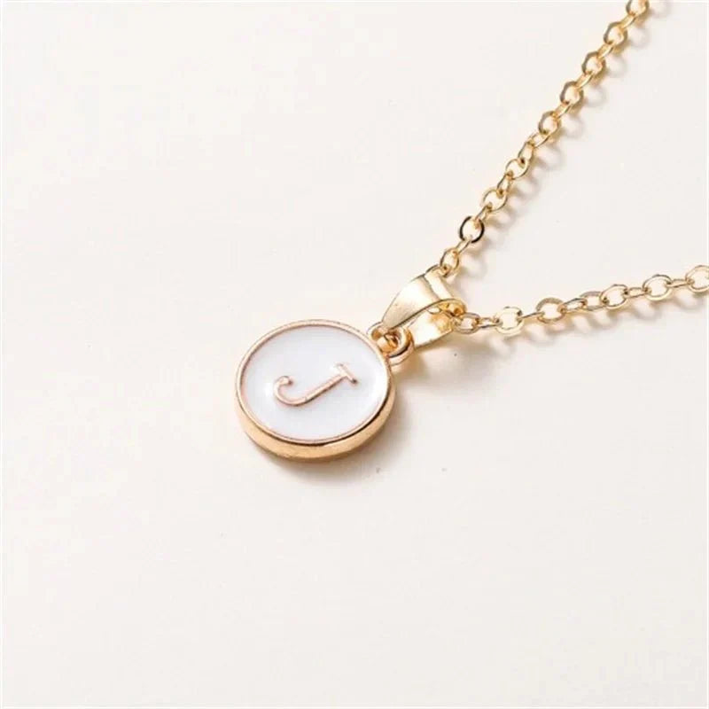 Maliben | Gold Accented Circle Letter Initial Necklace