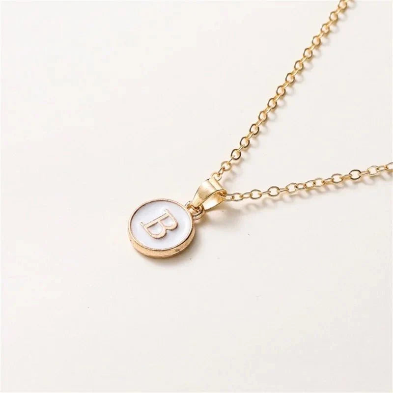 Maliben | Gold Accented Circle Letter Initial Necklace
