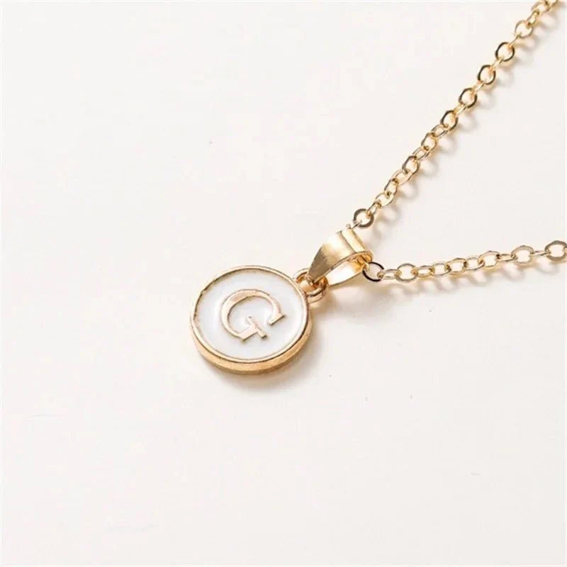 Maliben | Gold Accented Circle Letter Initial Necklace