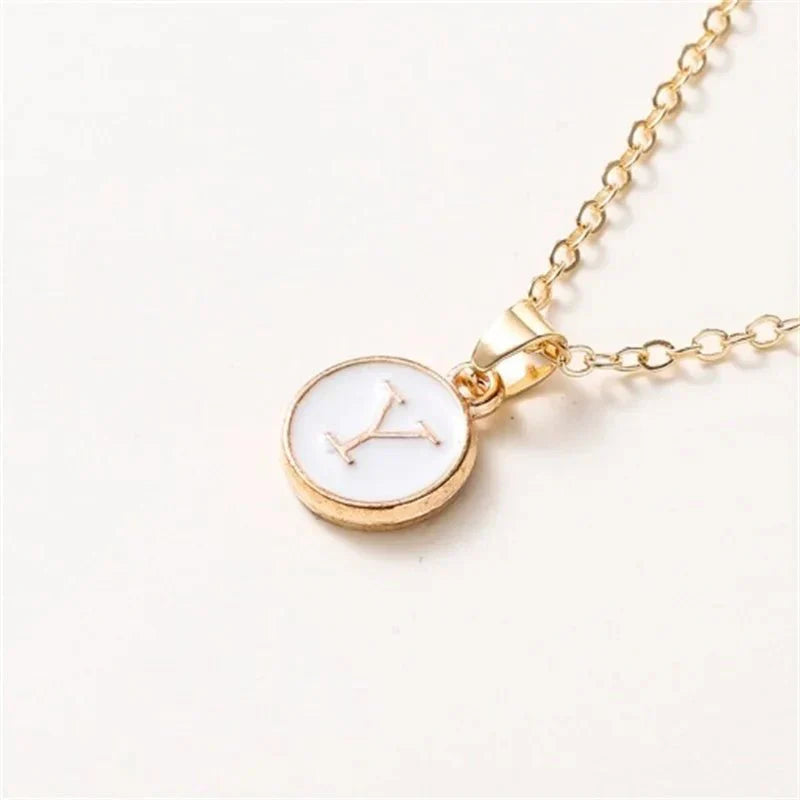 Maliben | Gold Accented Circle Letter Initial Necklace