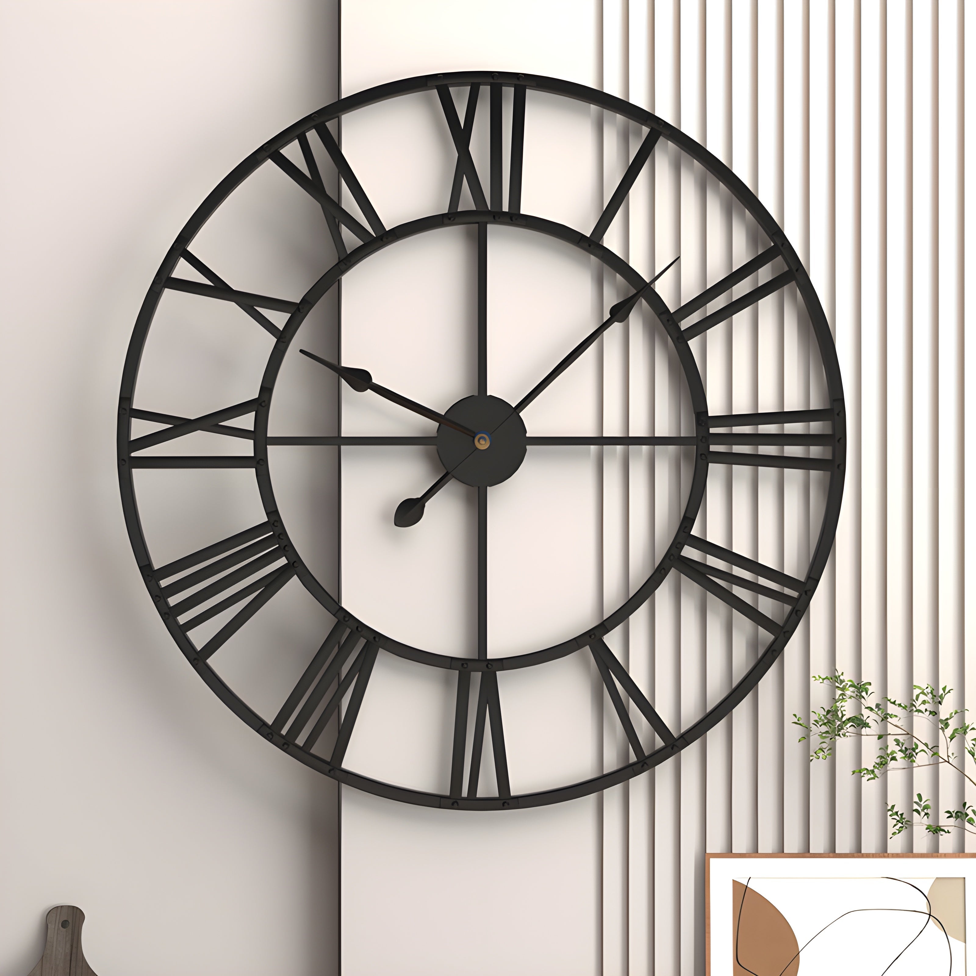 Maliben | Roman Numerals Iron Art Wall Clock