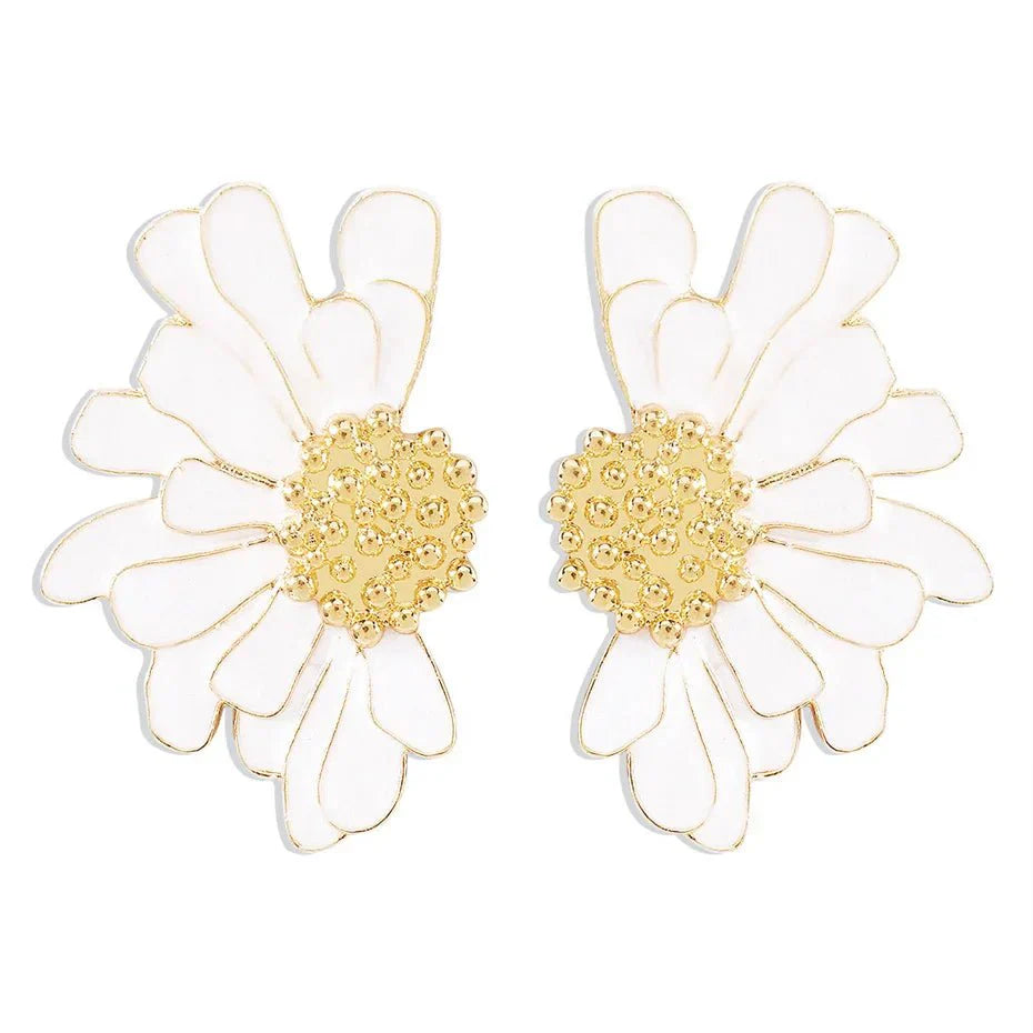 Maliben | Half Flower Enamel Earrings