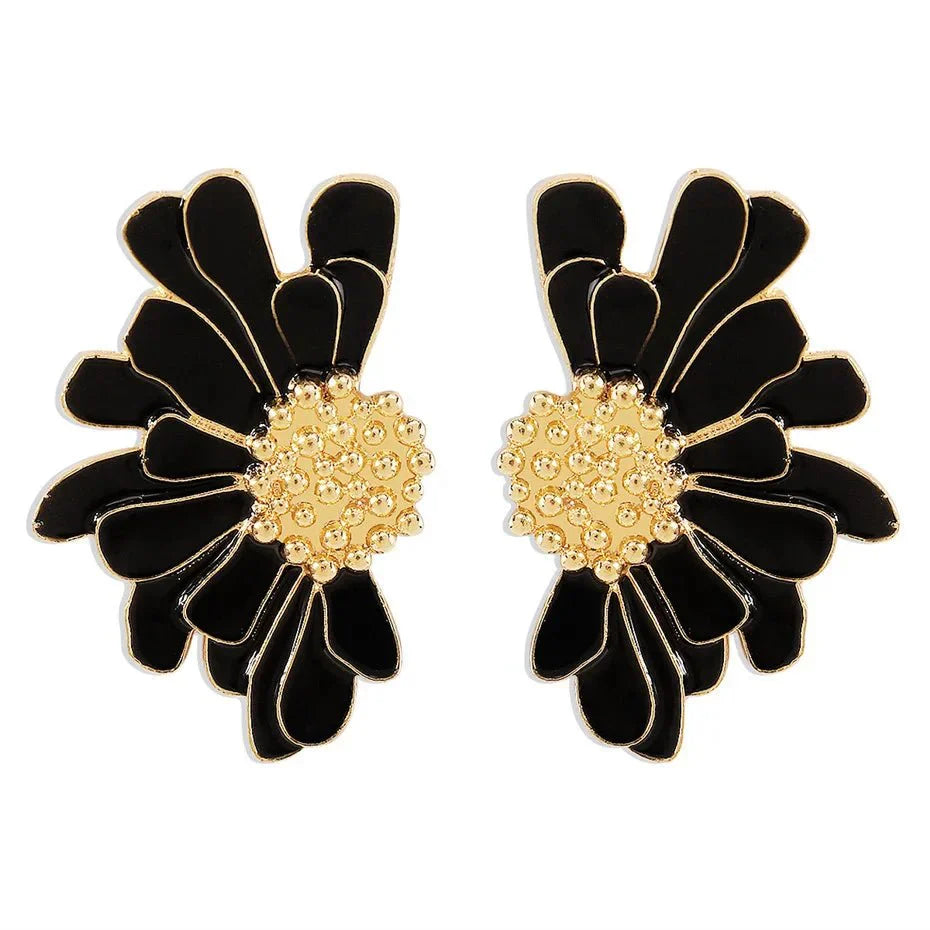 Maliben | Half Flower Enamel Earrings