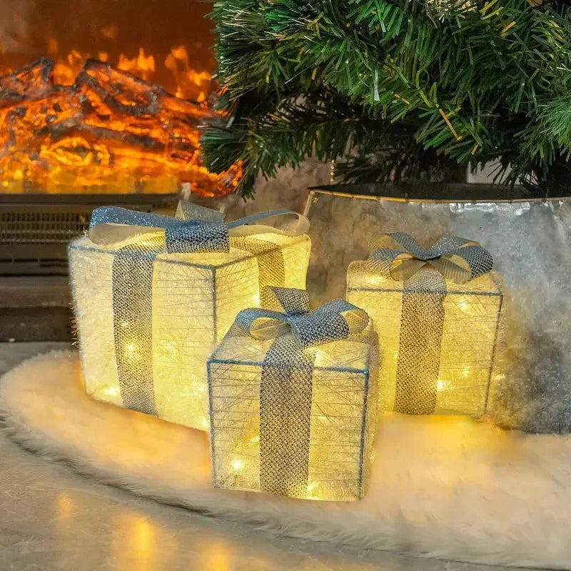 Maliben | Luminous Gifts - Set Of 3 Illuminated Boxes - Christmas Decoration For Indoor And Outdoor
