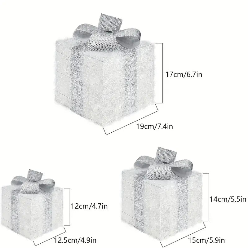 Maliben | Luminous Gifts - Set Of 3 Illuminated Boxes - Christmas Decoration For Indoor And Outdoor