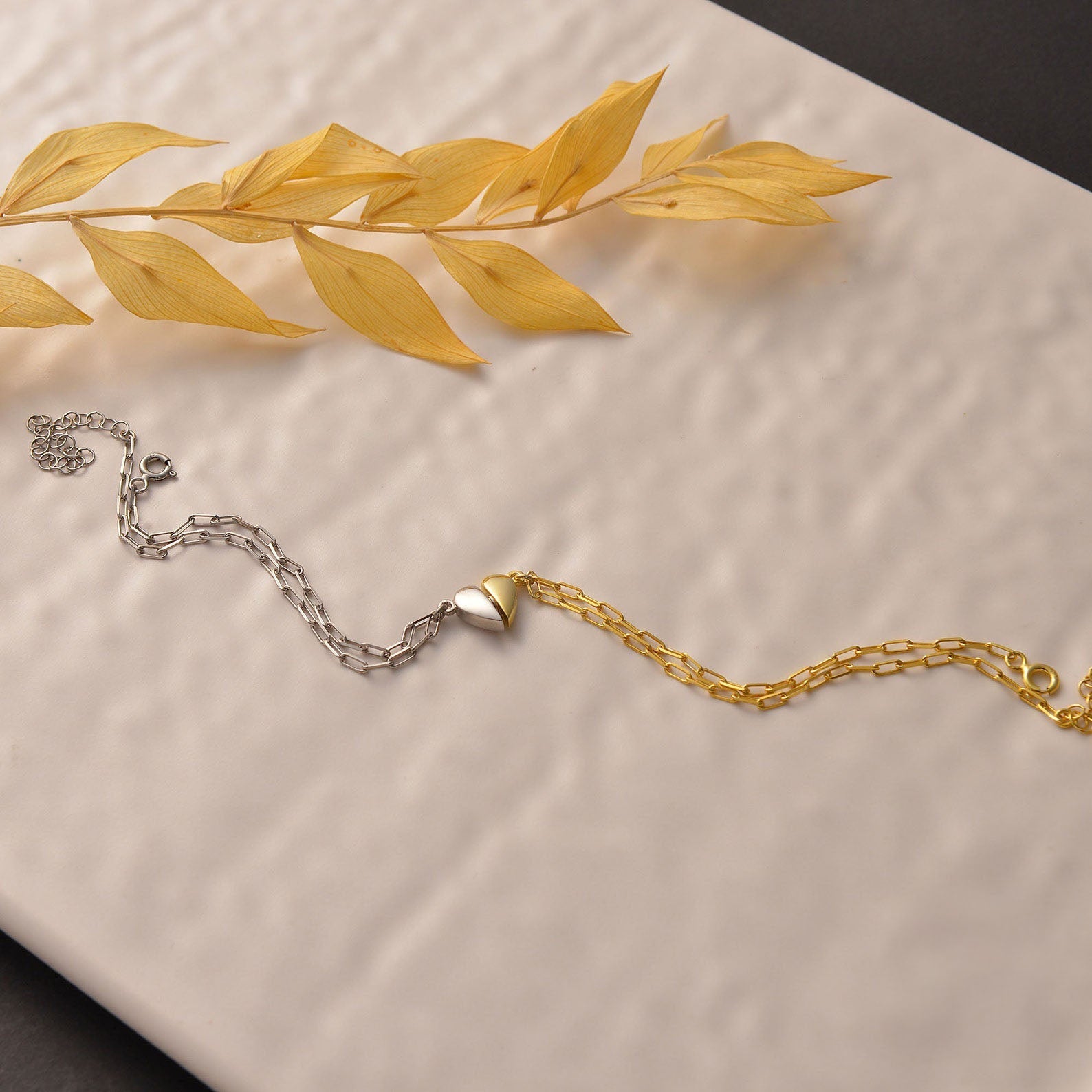 Maliben | Magnetic Heart Paperclip Chain Love Bracelet Set