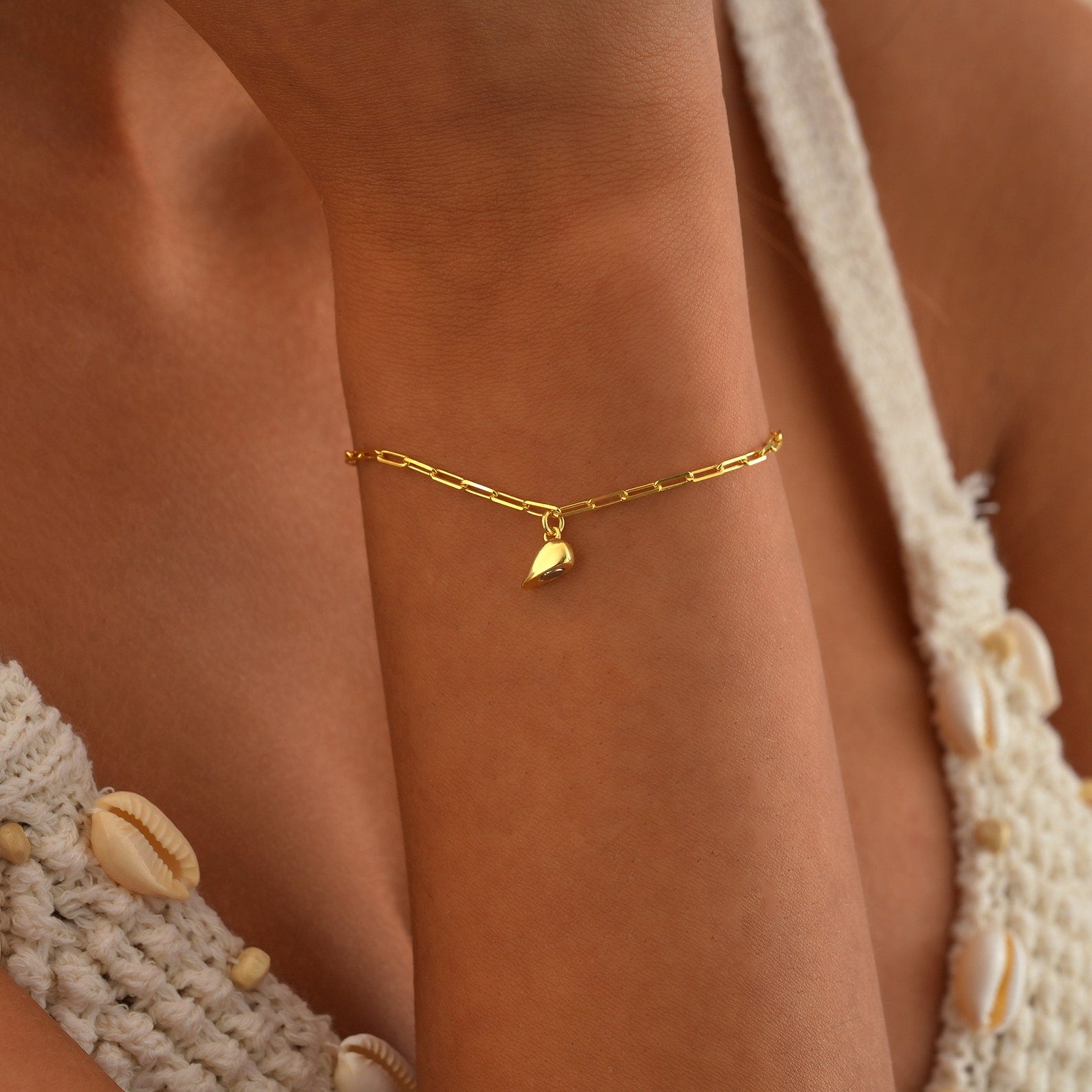 Maliben | Magnetic Heart Paperclip Chain Love Bracelet Set