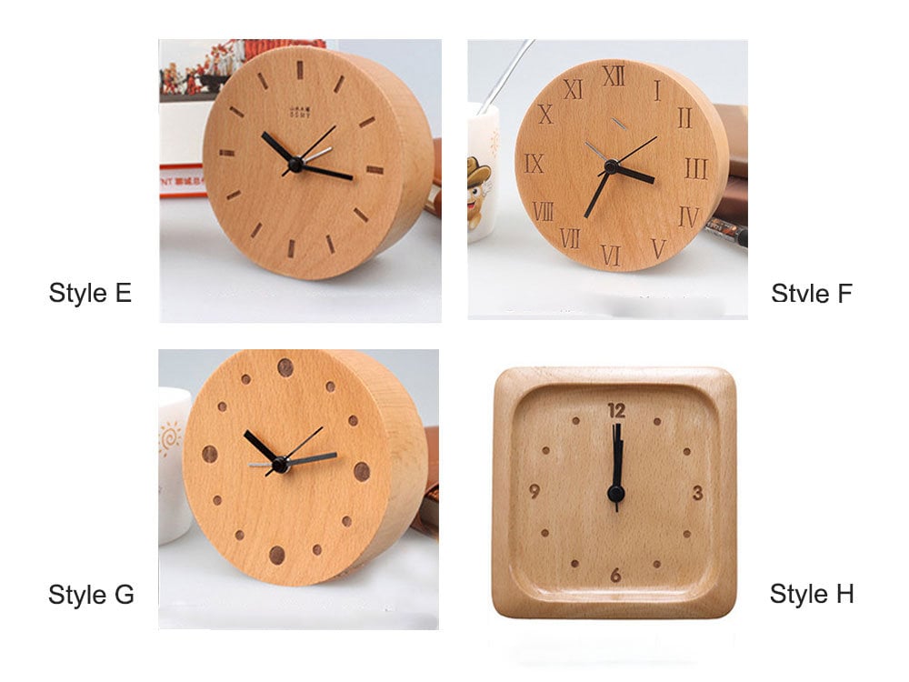 Maliben | Beech Wood Alarm Clock Small, No Screen Minimalist Desk Clock, Nightstand Clock, Gift for Him