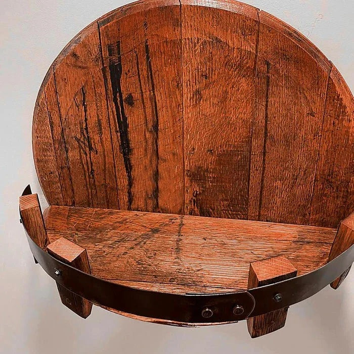 Maliben | Rustic Whiskey Barrel Shelf – Bourbon Bottle Wall Display Rack