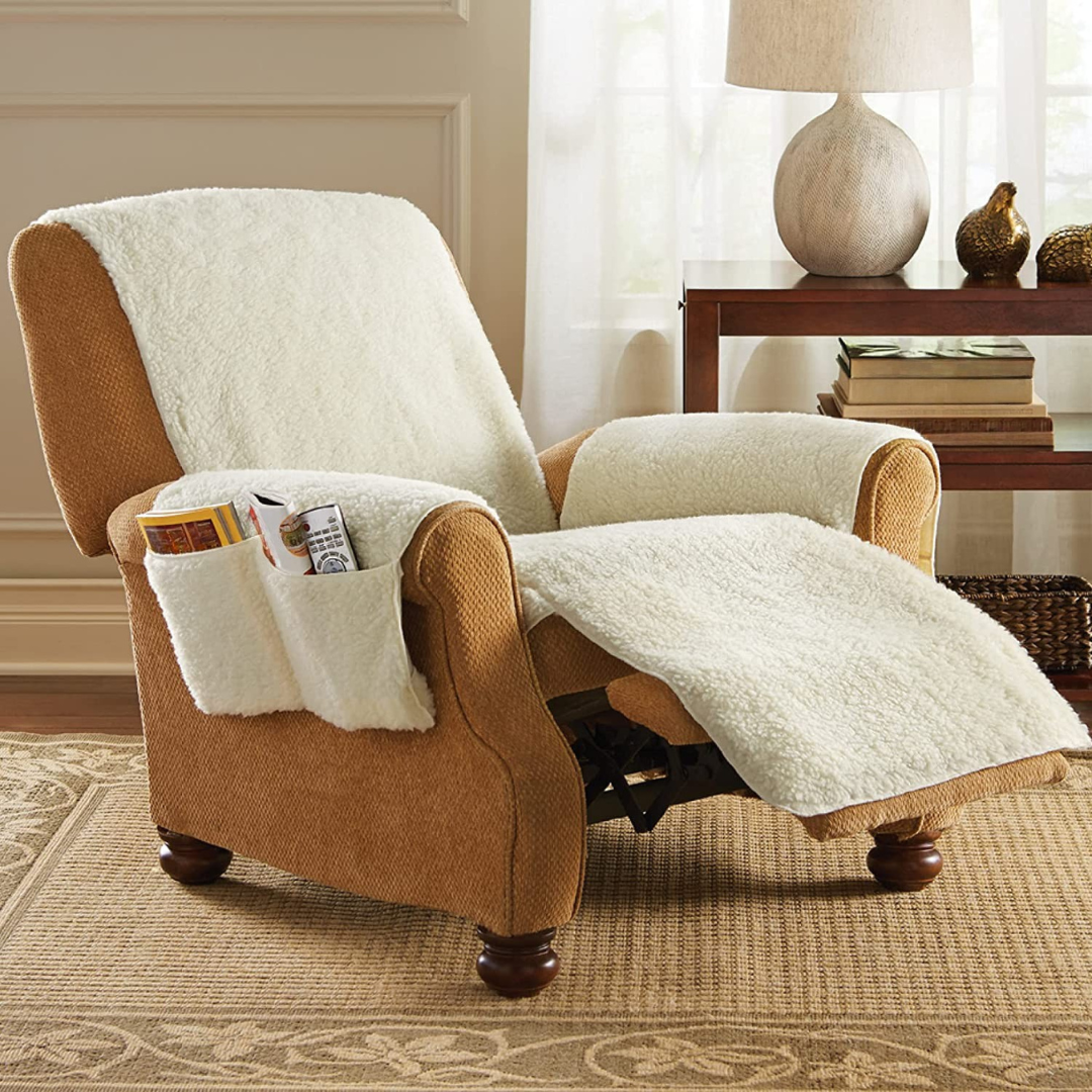 Maliben | Plush Sofa Cover Side Storage Pockets