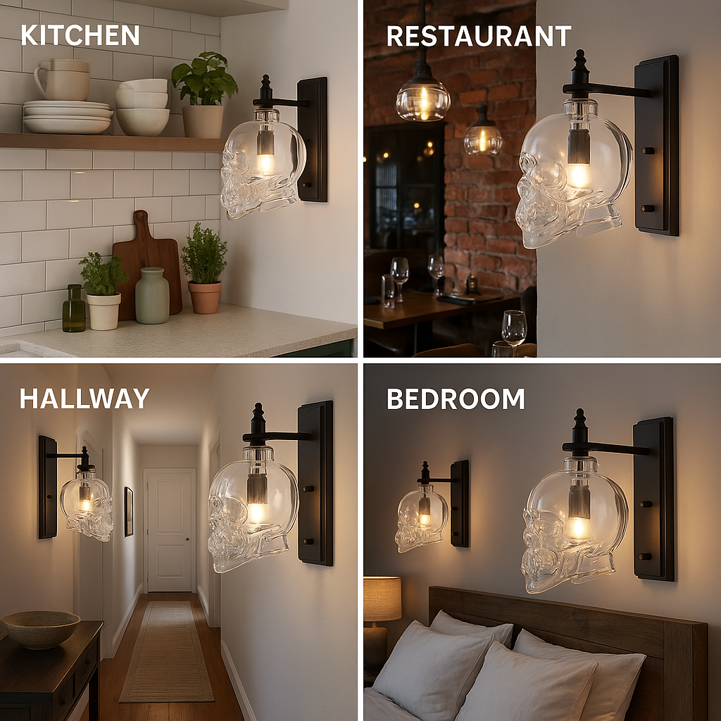 Maliben | Gothic Skull Bottle Retro Wall Lamp