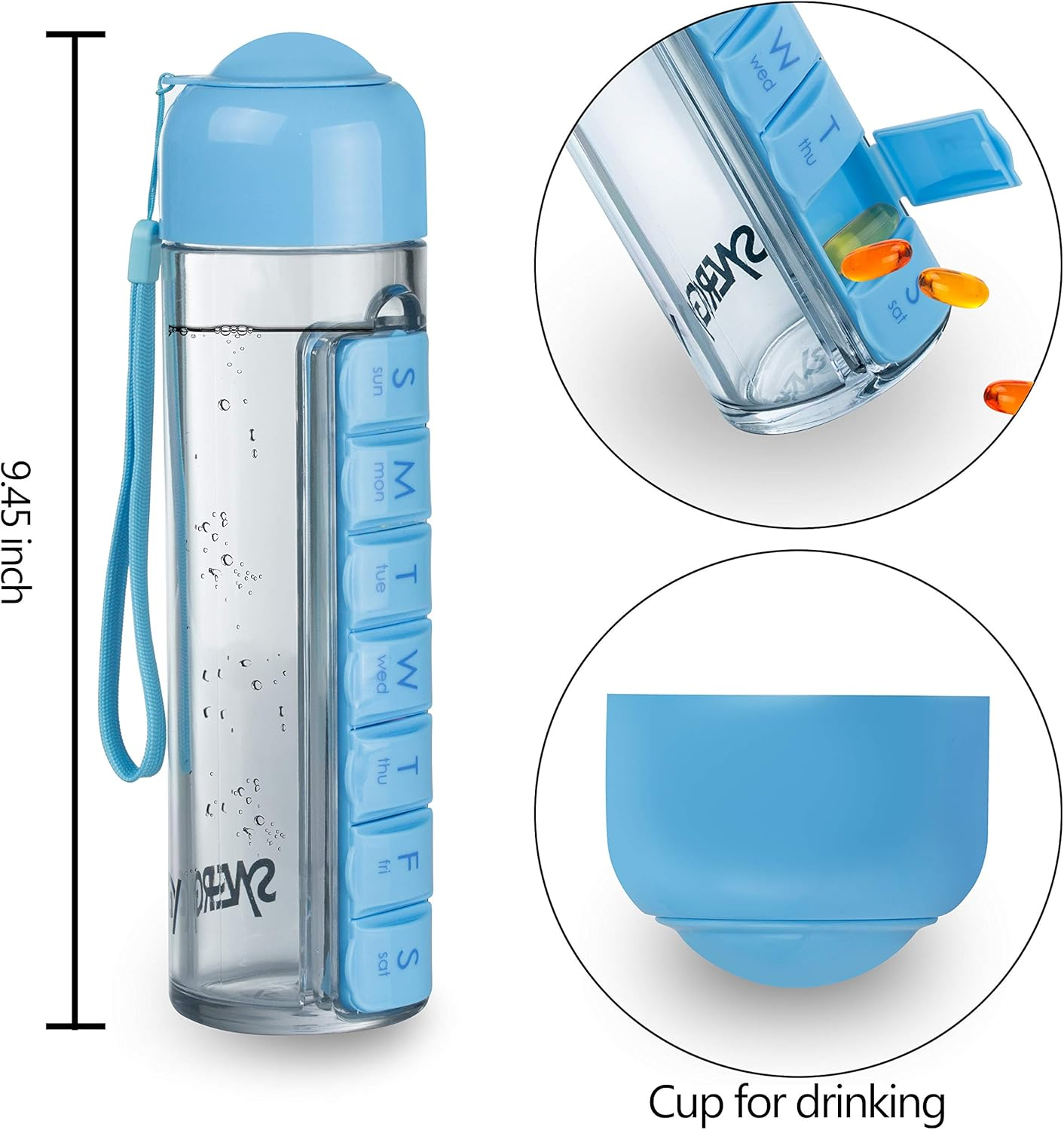 Maliben | Weekly Pill Organizer Travel Water Bottle