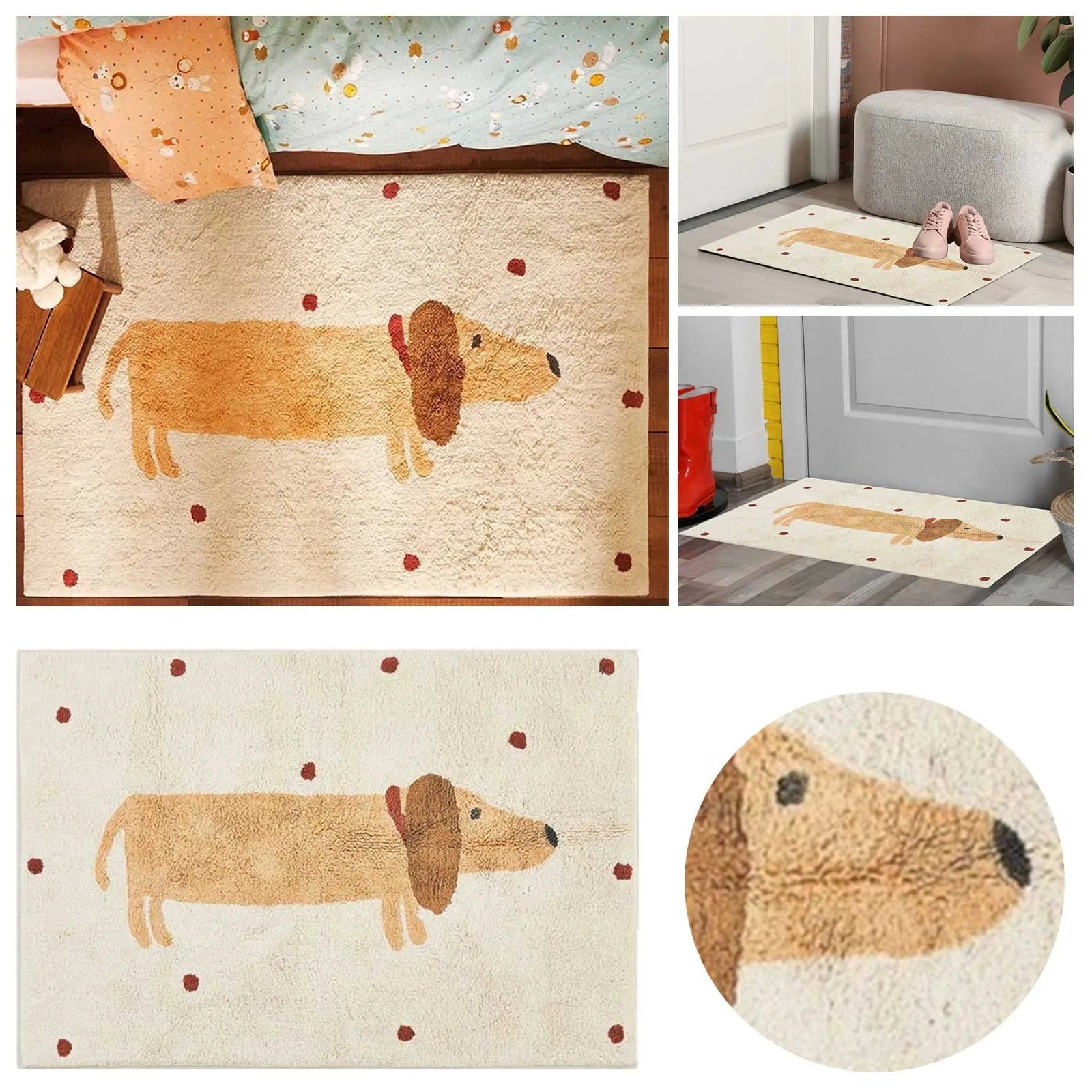 Maliben | Soft Rug With Dachshund Pattern – Cozy Children's Rug For The Bedroom