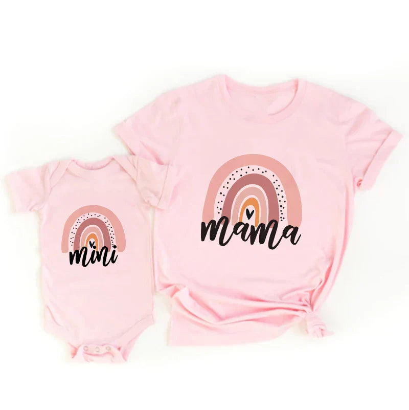 Maliben | Mama & Daughter - MatchIng T-Shirt & Romper in Rainbow Design