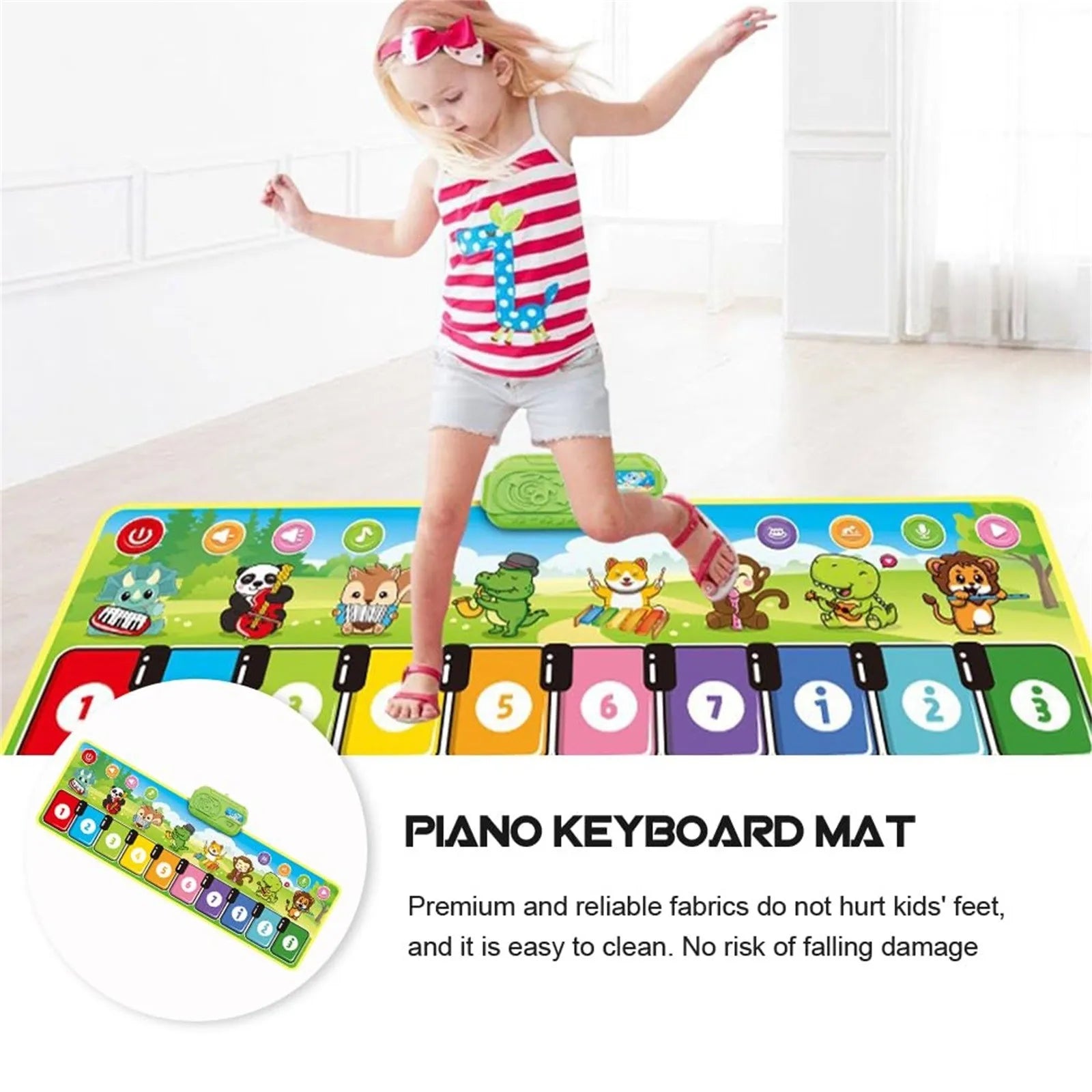 Maliben | Melodydance | Musical Fun - Piano Playmat With 8 Instrument Sounds For Toddlers