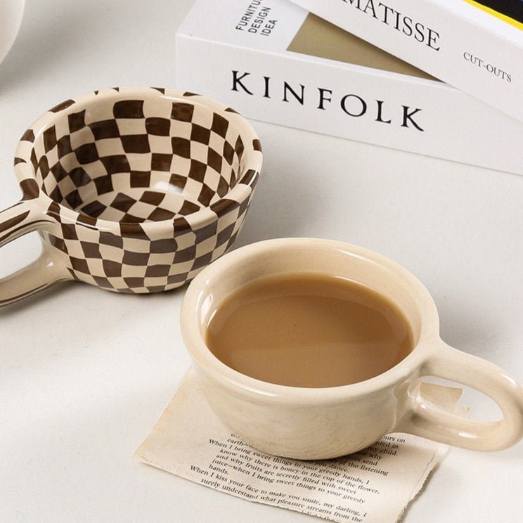 Maliben | Ceramic mug with irregular checkerboard pattern