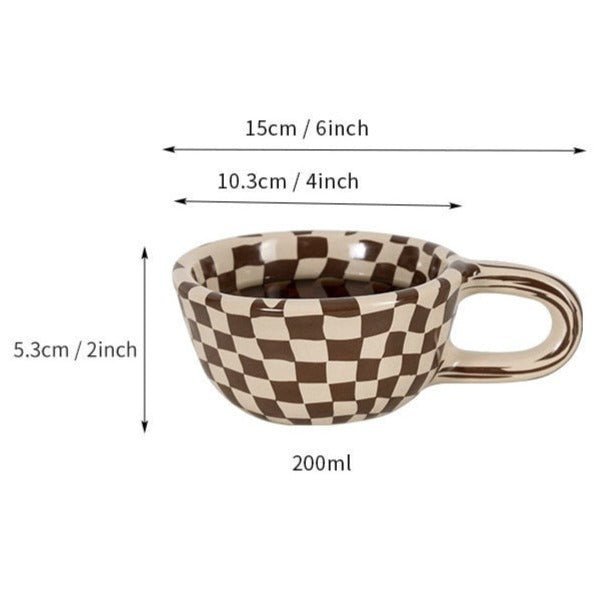 Maliben | Ceramic mug with irregular checkerboard pattern