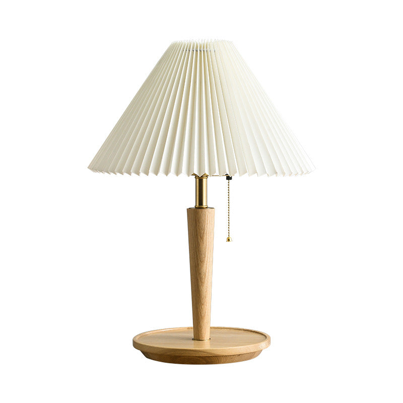 Maliben | Elegant Vintage Woodly Table Lamp - Table Lamp With Pleated Design