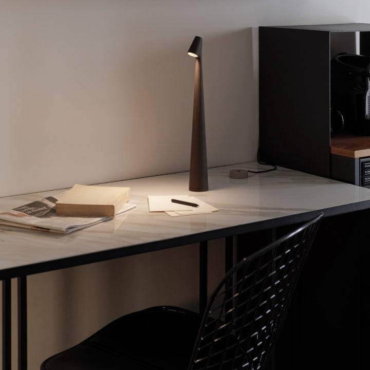 Maliben | Sculpting Table Lamp Wireless Led Lamp Solid Aluminium 10000mah Battery 3-Level Dimming Cri 90 Usb-C Charging Port Warm White 2700k