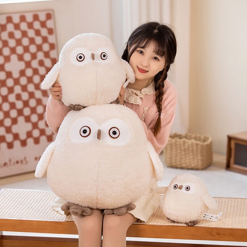 Maliben | Biege Shocked Chonky Owl Plushie