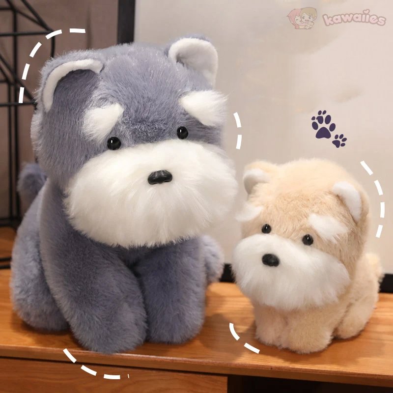 Maliben | Fluffy Gray Biege Schnauzer Dog Plushie