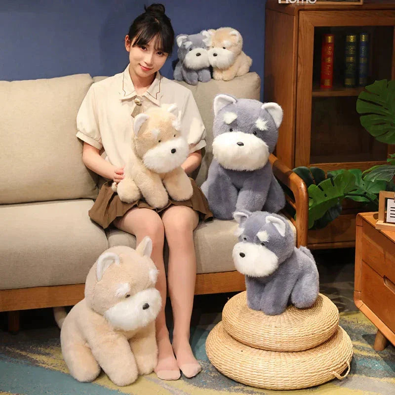 Maliben | Fluffy Gray Biege Schnauzer Dog Plushie