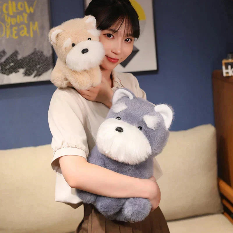 Maliben | Fluffy Gray Biege Schnauzer Dog Plushie