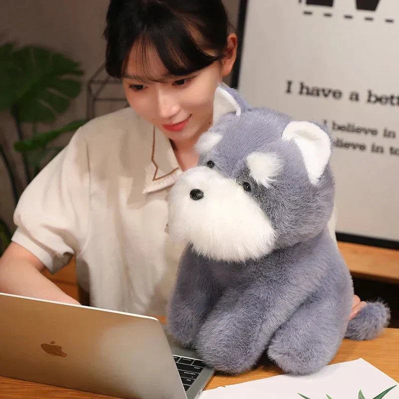 Maliben | Fluffy Gray Biege Schnauzer Dog Plushie