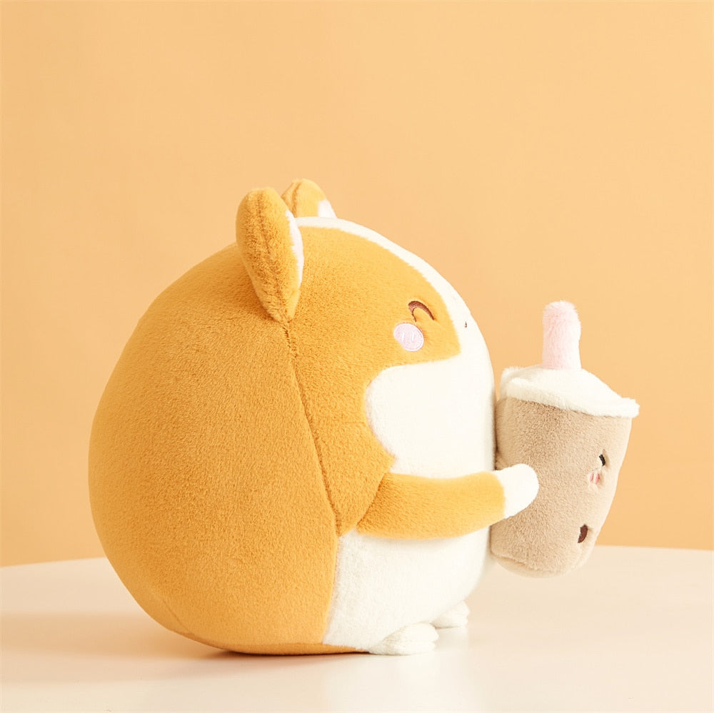 Maliben | Fluffy Round Chubby Corgi Bubble Tea Plushie