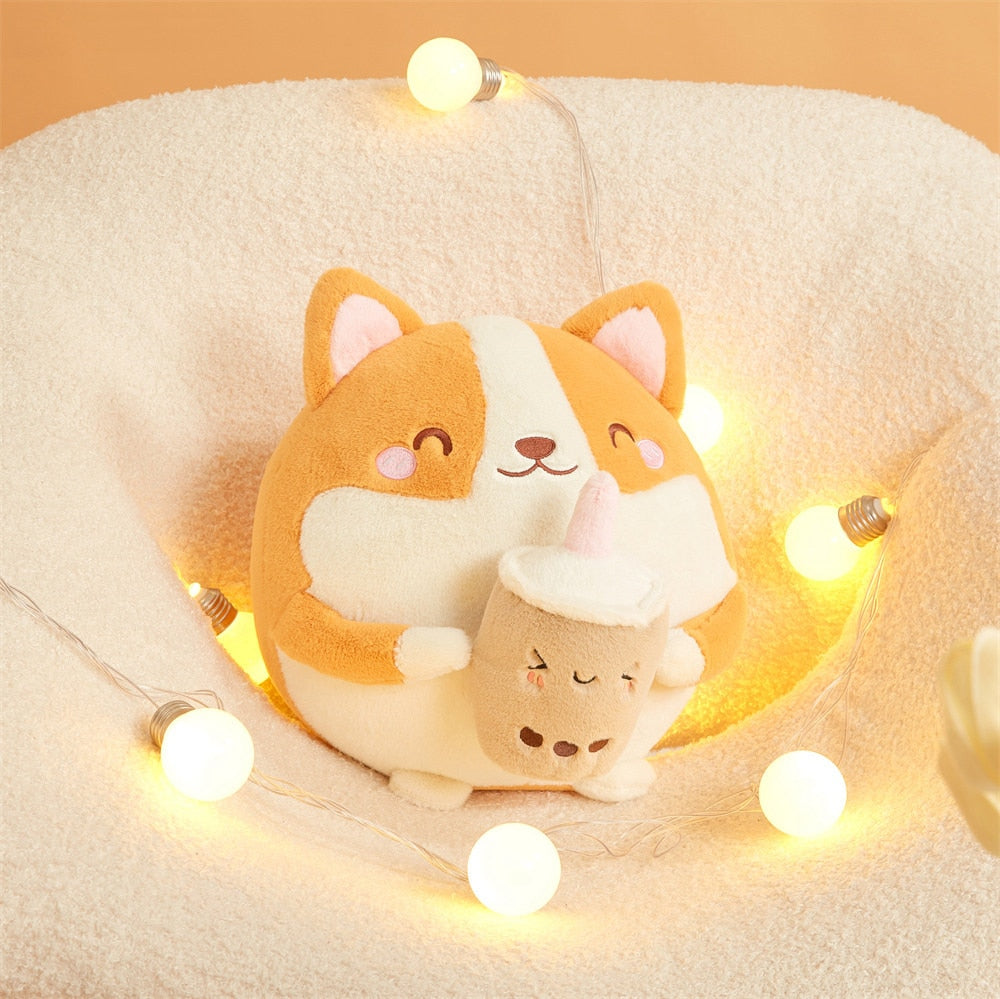 Maliben | Fluffy Round Chubby Corgi Bubble Tea Plushie