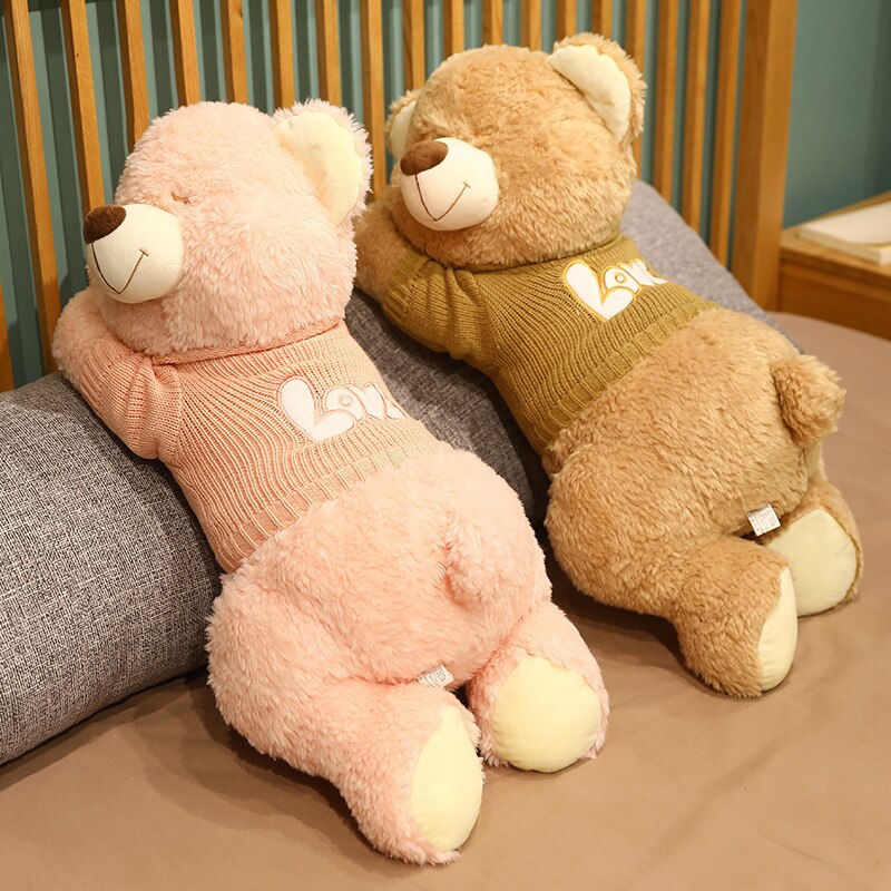 Maliben | Fluffy Sleeping Brown White Dog Bear Plushie