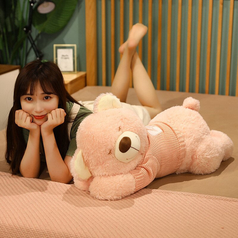 Maliben | Fluffy Sleeping Brown White Dog Bear Plushie