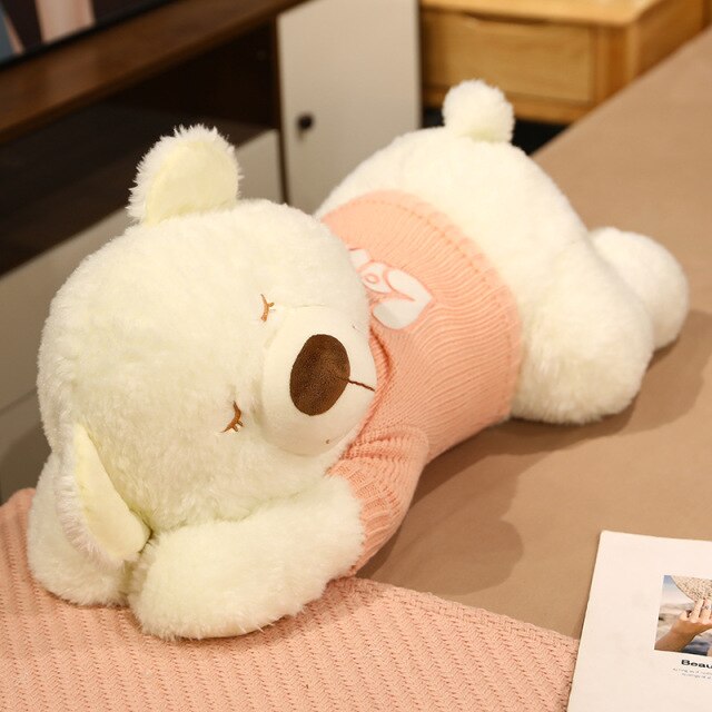 Maliben | Fluffy Sleeping Brown White Dog Bear Plushie