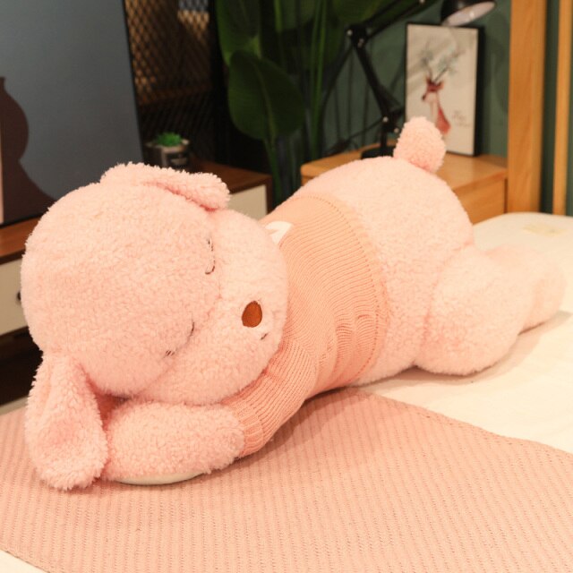 Maliben | Fluffy Sleeping Brown White Dog Bear Plushie