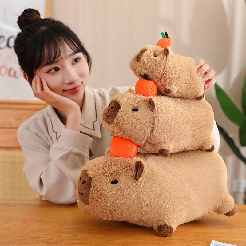 Maliben | Fluffy Sleepy Capybara With Orange Plushie