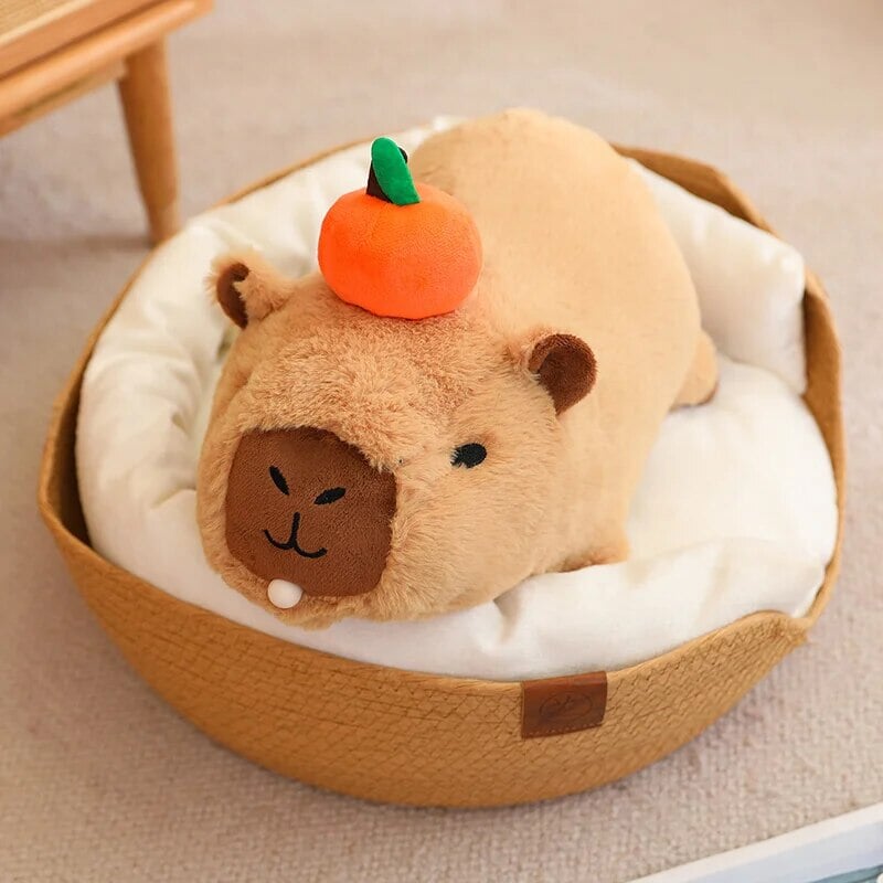 Maliben | Fluffy Sleepy Capybara With Orange Plushie