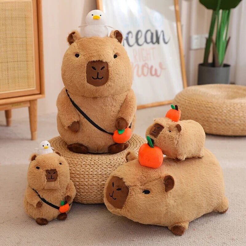 Maliben | Fluffy Sleepy Capybara With Orange Plushie