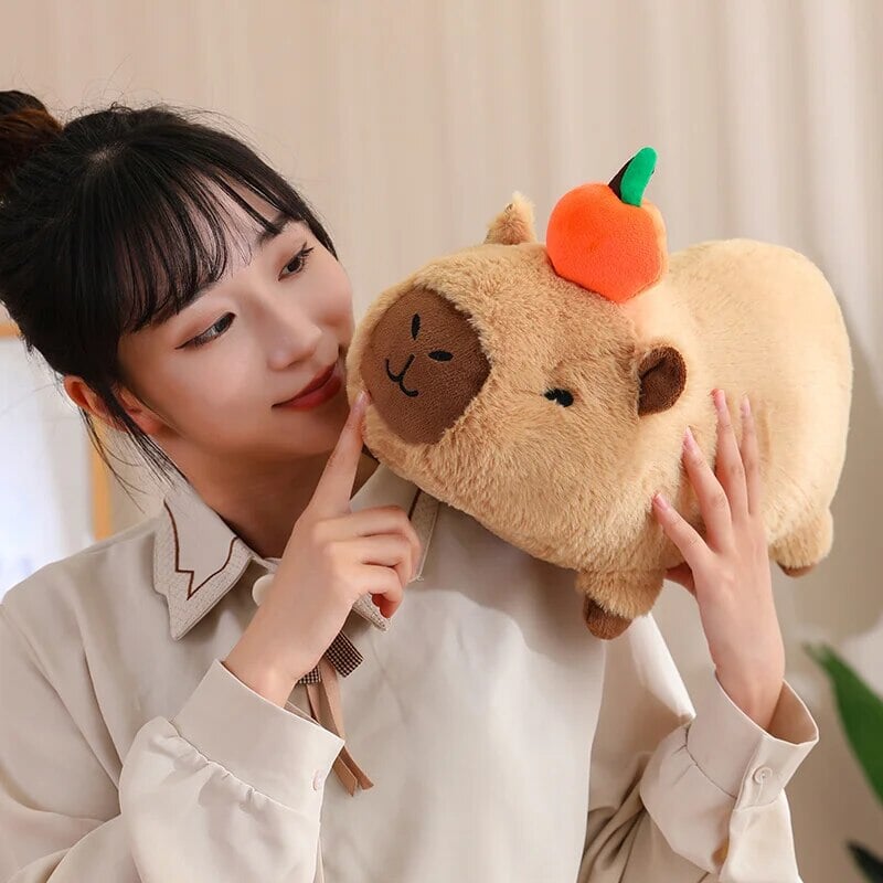 Maliben | Fluffy Sleepy Capybara With Orange Plushie