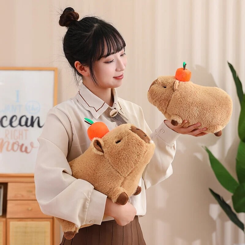 Maliben | Fluffy Sleepy Capybara With Orange Plushie